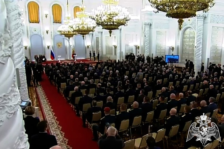 Росгвардейцы стали участниками торжественного приема Президента России в Кремле