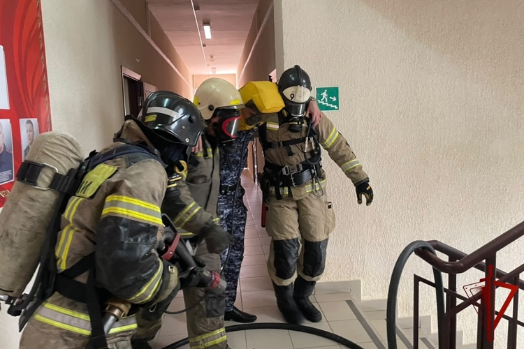 Противопожарную тренировку провели в Магасе Росгвардия и МЧС